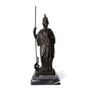 Statua in bronzo di Minerva che tiene una lancia