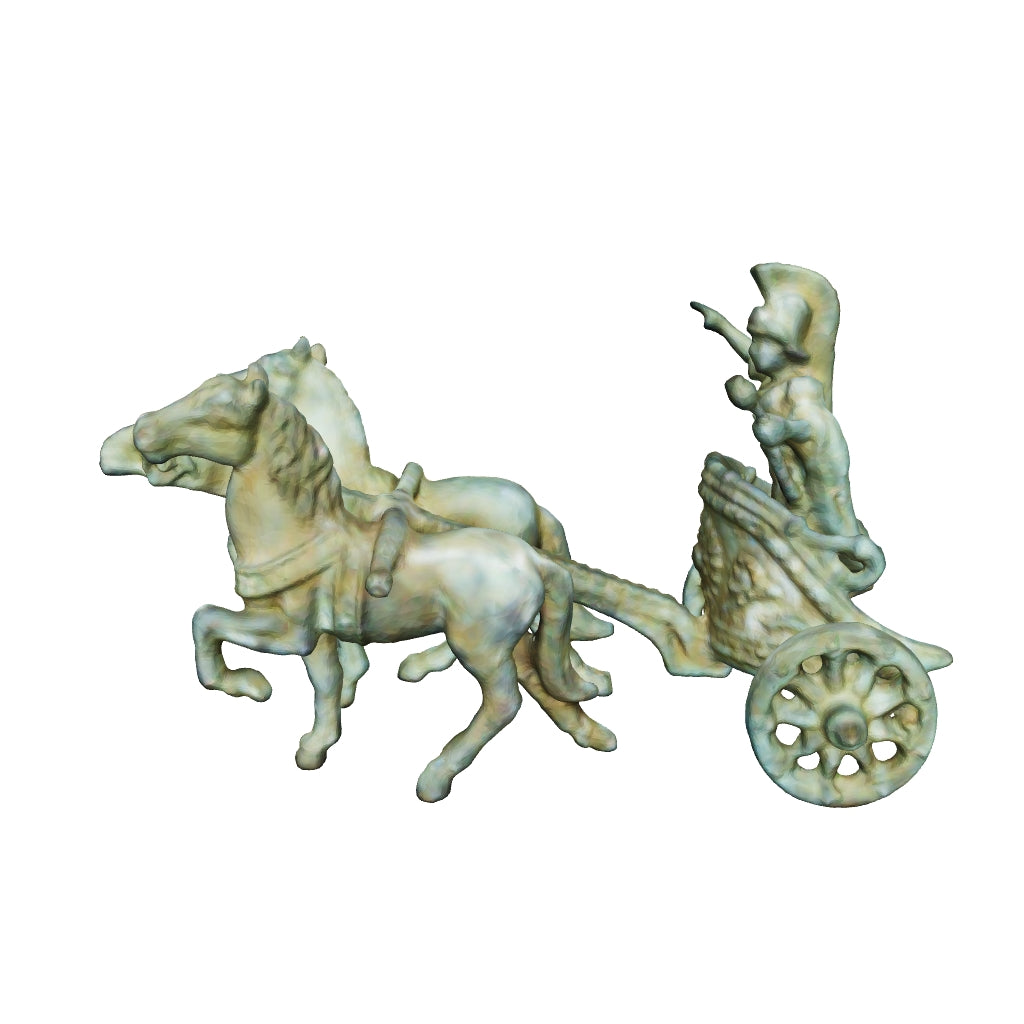 Roman Chariot Small Bronze Statuette